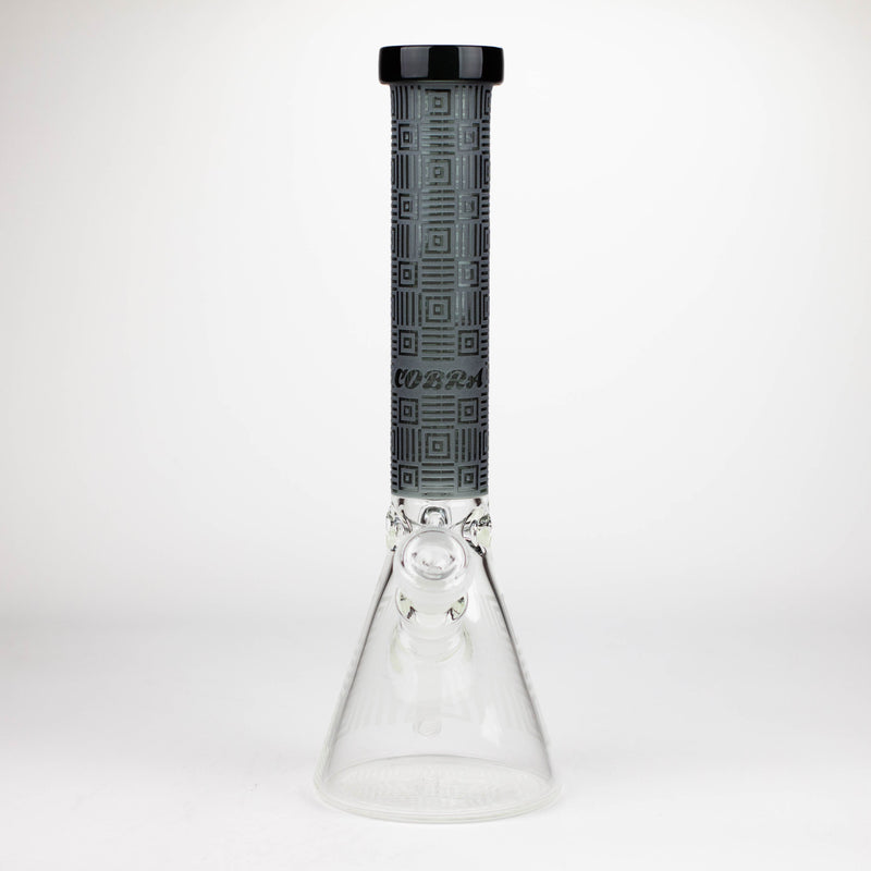 O COBRA | 14" sandblasted geometric graphic 7 mm glass bong [YK06]