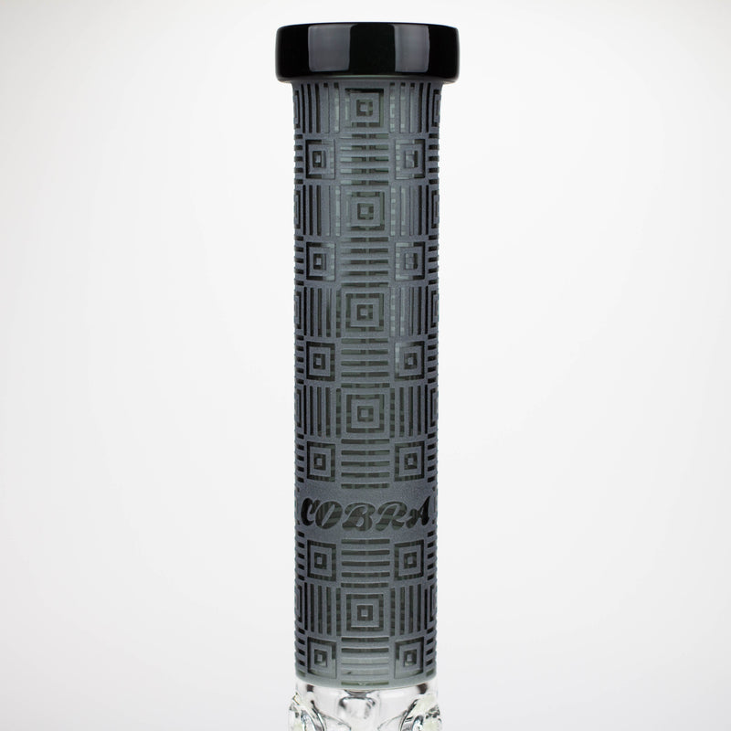 O COBRA | 14" sandblasted geometric graphic 7 mm glass bong [YK06]