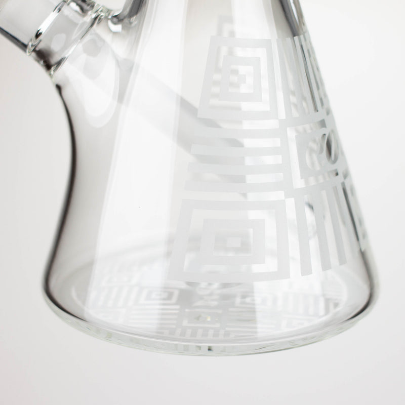 O COBRA | 14" sandblasted geometric graphic 7 mm glass bong [YK06]