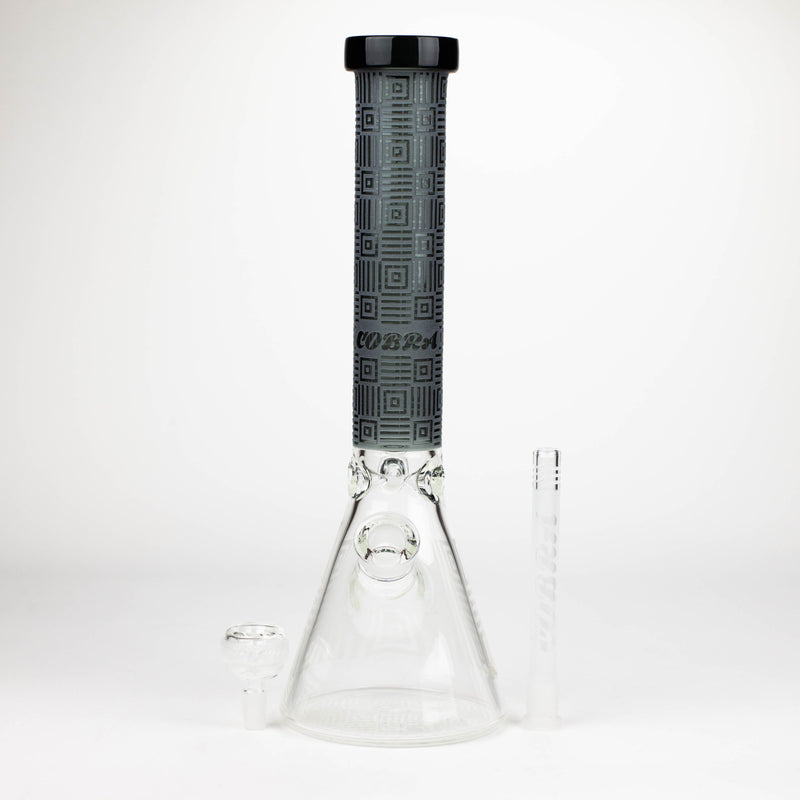 O COBRA | 14" sandblasted geometric graphic 7 mm glass bong [YK06]