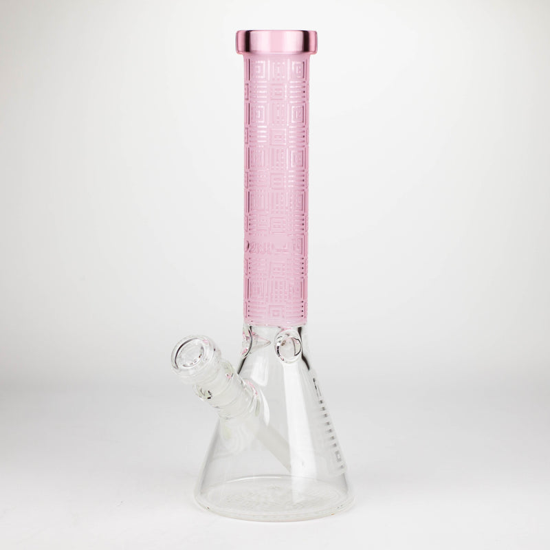 O COBRA | 14" sandblasted geometric graphic 7 mm glass bong [YK06]