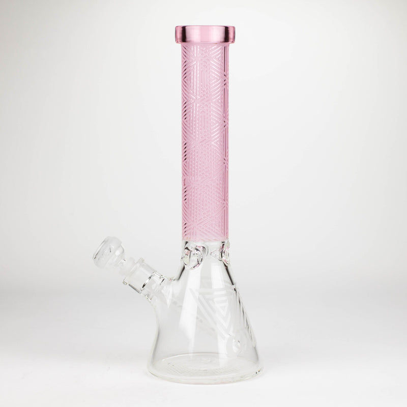 O COBRA | 14" sandblasted geometric graphic 7 mm glass bong [YK05]