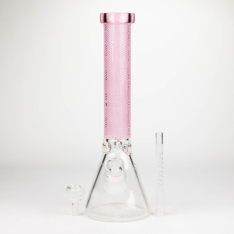 O COBRA | 14" sandblasted geometric graphic 7 mm glass bong [YK05]