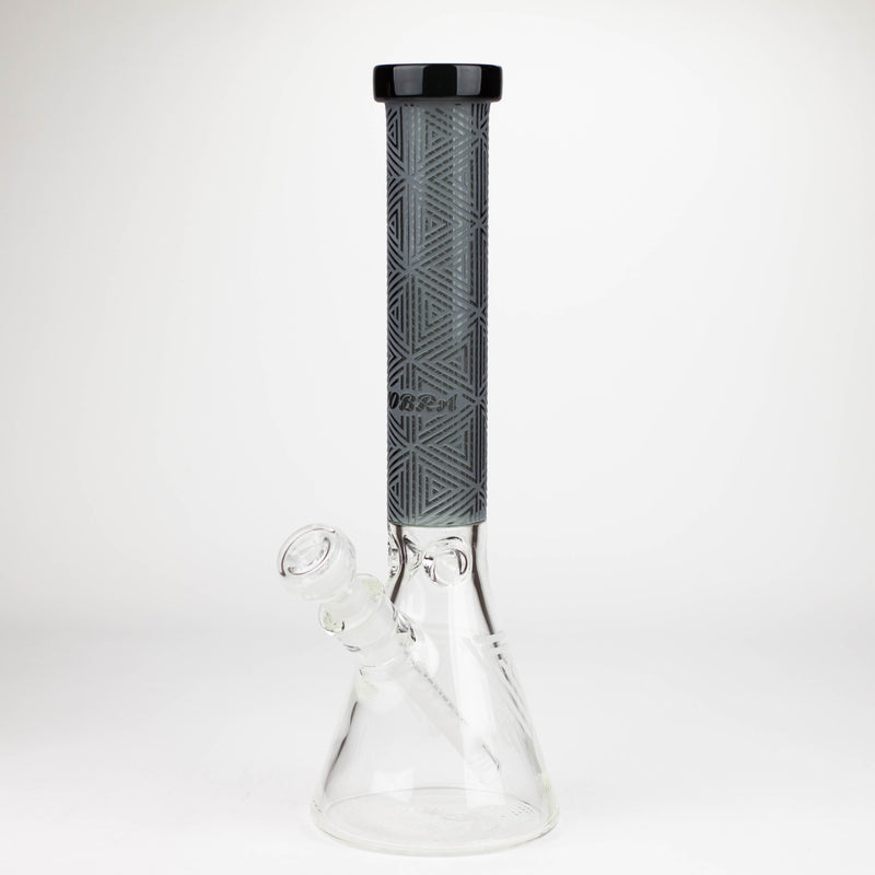 O COBRA | 14" sandblasted geometric graphic 7 mm glass bong [YK05]