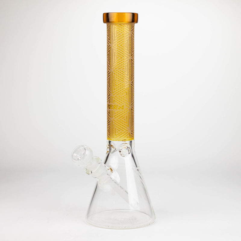 O COBRA | 14" sandblasted geometric graphic 7 mm glass bong [YK05]