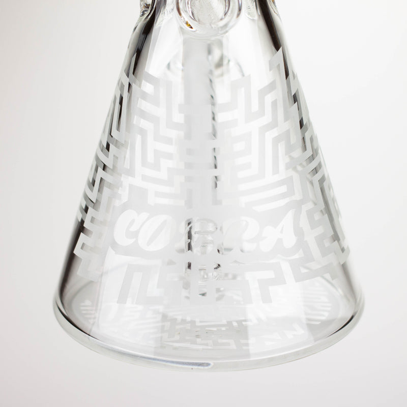 O COBRA | 14" sandblasted geometric graphic 7 mm glass bong [YK04]