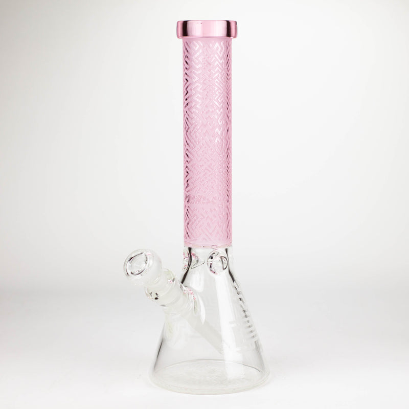 O COBRA | 14" sandblasted geometric graphic 7 mm glass bong [YK04]