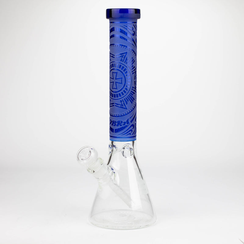 O COBRA | 14" sandblasted geometric graphic 7 mm glass bong [YK03]