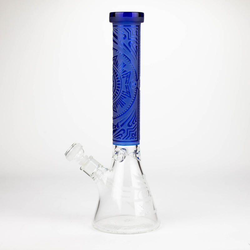 O COBRA | 14" sandblasted geometric graphic 7 mm glass bong [YK03]