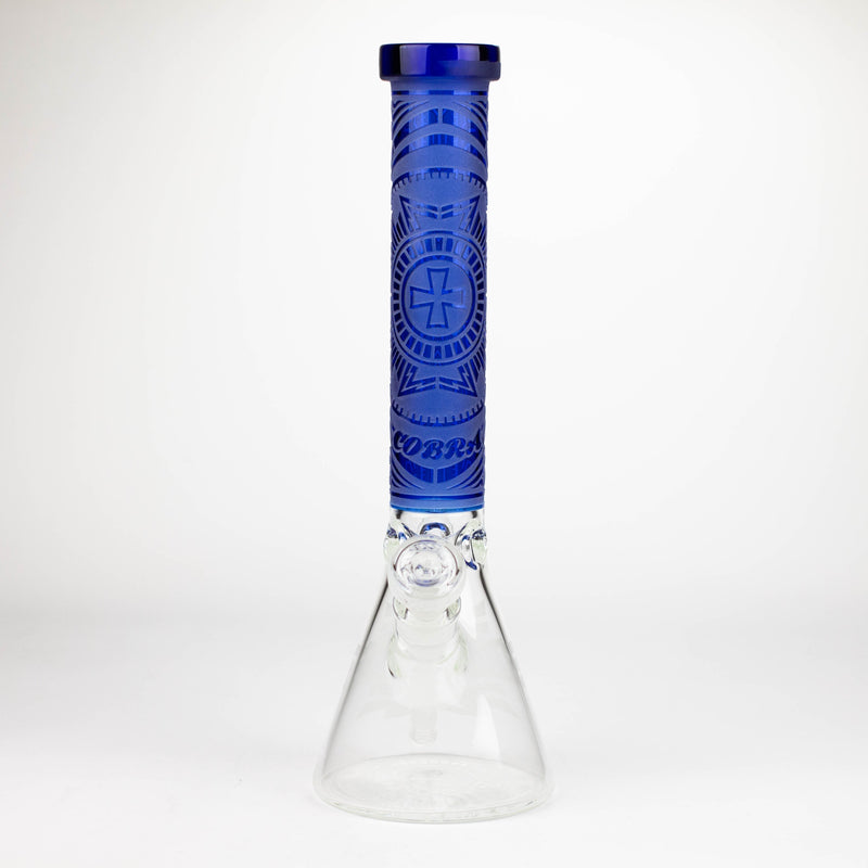 O COBRA | 14" sandblasted geometric graphic 7 mm glass bong [YK03]