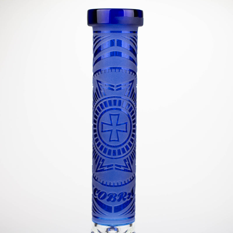 O COBRA | 14" sandblasted geometric graphic 7 mm glass bong [YK03]