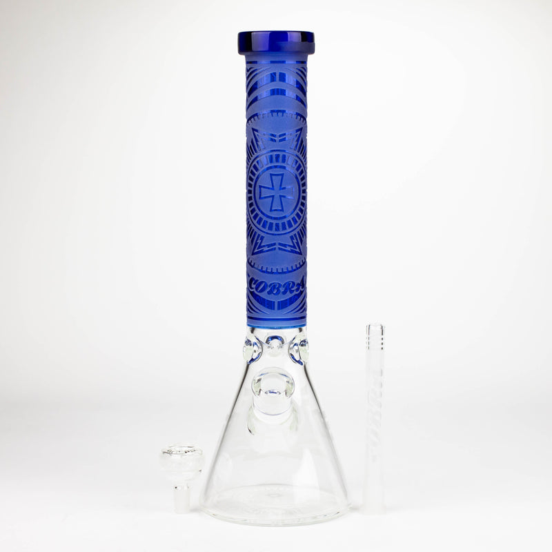 O COBRA | 14" sandblasted geometric graphic 7 mm glass bong [YK03]