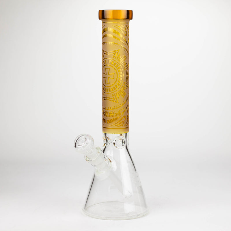 O COBRA | 14" sandblasted geometric graphic 7 mm glass bong [YK03]