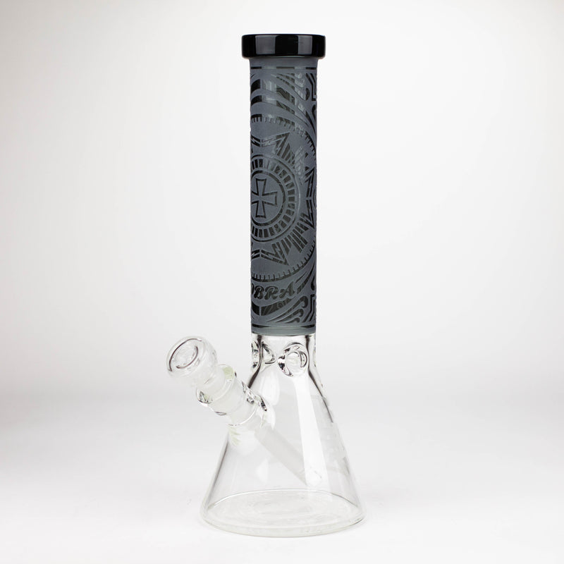 O COBRA | 14" sandblasted geometric graphic 7 mm glass bong [YK03]