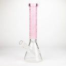 COBRA | 14" sandblasted geometric graphic 7 mm glass bong [YY03] Glass Bong JJ Distribution Pink