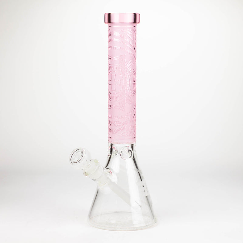 O COBRA | 14" sandblasted geometric graphic 7 mm glass bong [YK03]