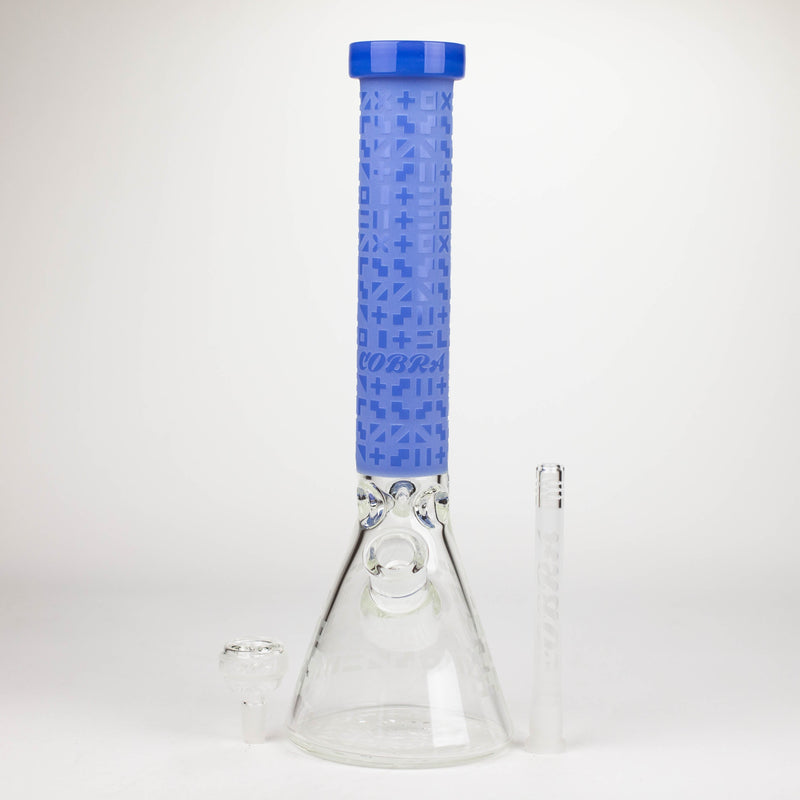 O COBRA | 14" sandblasted geometric graphic 7 mm glass bong [YK02]
