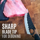 Boning Knife 110% Hand Forged Butcher Knife Camping Knife, Cleaver for Easy Cutting, Chopping, Deboning, fileting, BBQ – Outdoor and Kitchen Meat Cutting Knife Fixed Blade Knife Laser Ninja