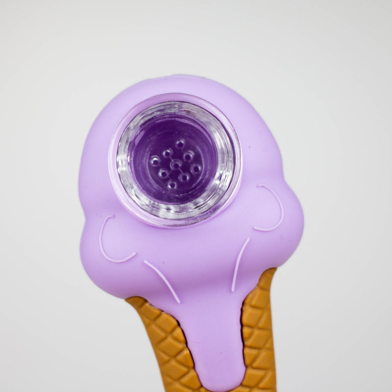 O 3.5" Skull ice cream hand pipe-Assorted Colours [H299]