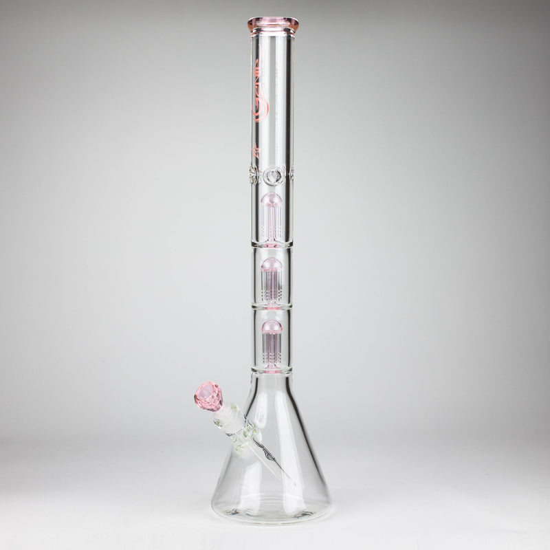 GENIE | 24" 9mm Triple Percolator Beaker Glass Bong [GB1907] Glass Bong ONE Pink