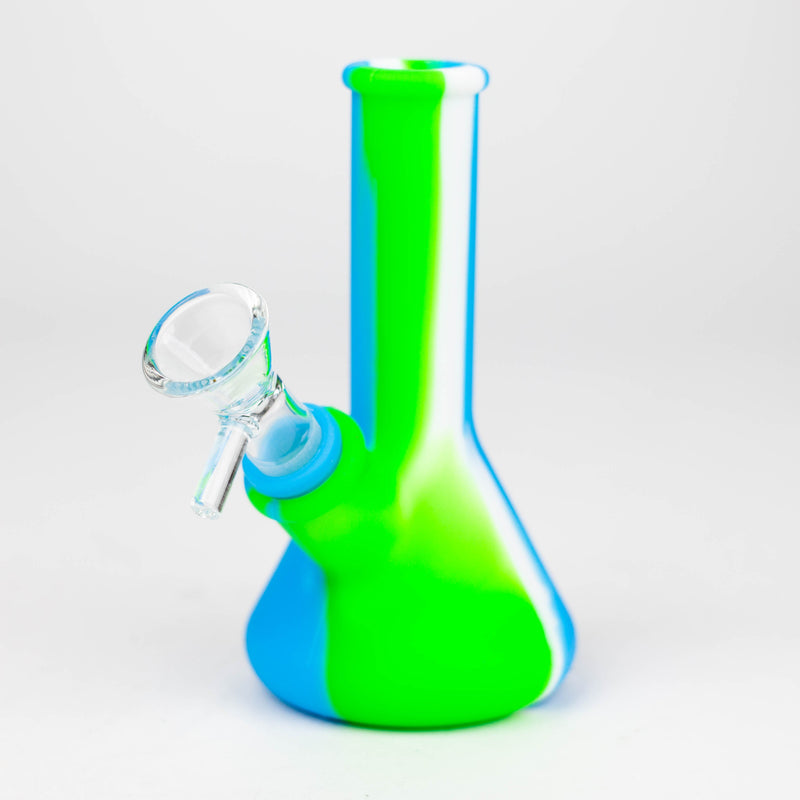 O 5" Tricolor silicone mini beaker water bong [71-Top09]