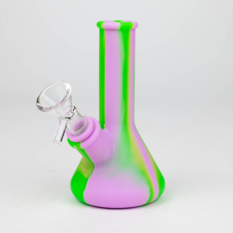 O 5" Tricolor silicone mini beaker water bong [71-Top09]