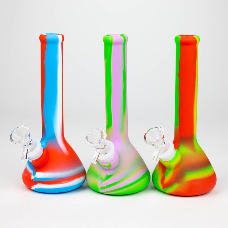 O 8" Tricolor silicone beaker water bong [71-Top13]