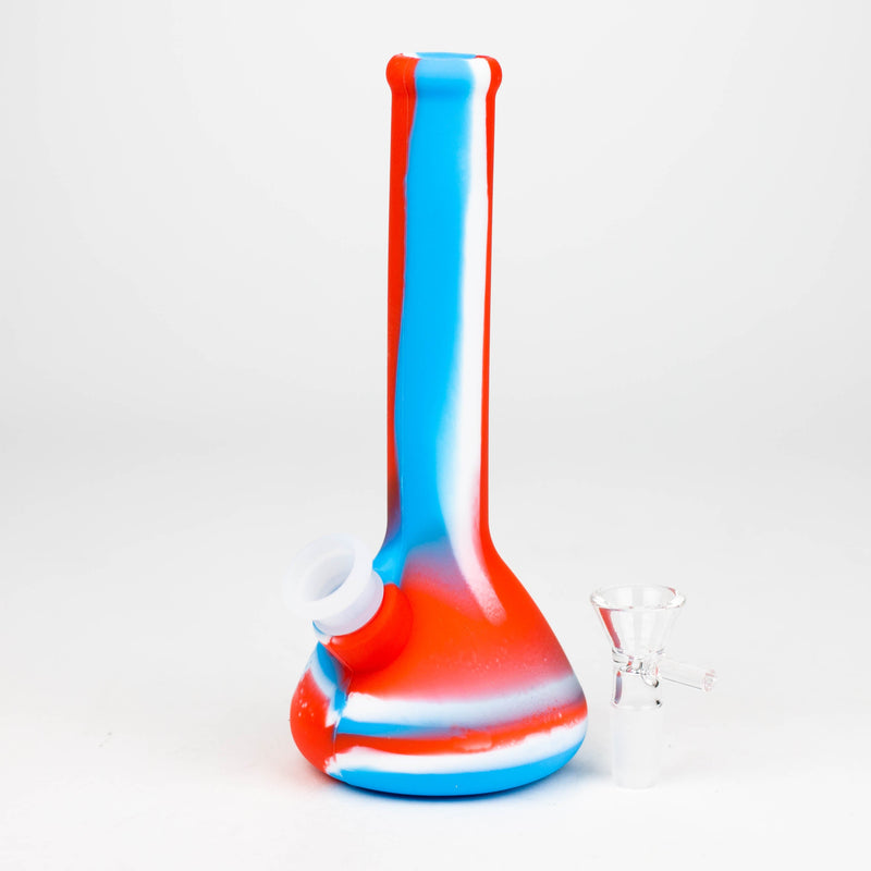 O 8" Tricolor silicone beaker water bong [71-Top13]