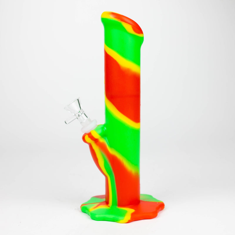 O 10" Straight Tube silicone bong-Assorted Colours [TX9]