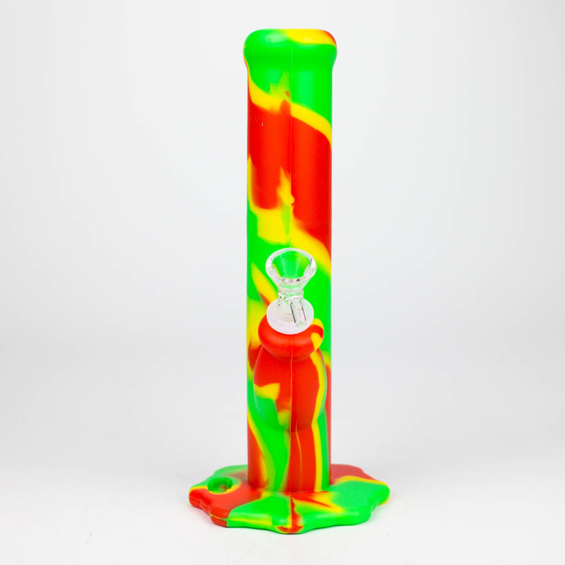 O 10" Straight Tube silicone bong-Assorted Colours [TX9]