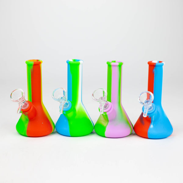O 5" Tricolor silicone mini beaker water bong [71-Top09]