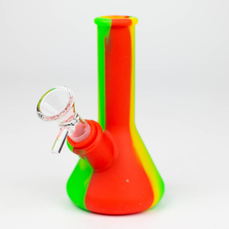 O 5" Tricolor silicone mini beaker water bong [71-Top09]