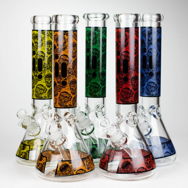 O Infyniti | 14" Skull beaker 7 mm glass bong [GP1736B]