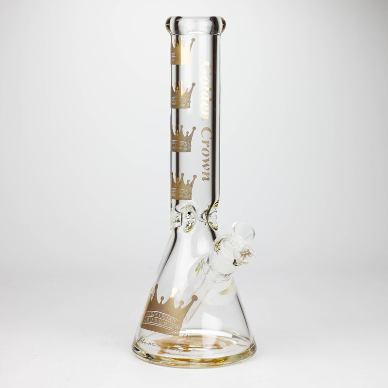 O Golden Crown™ | 14 Inch 9mm glass bong with Signature and 24K Gold Emblem