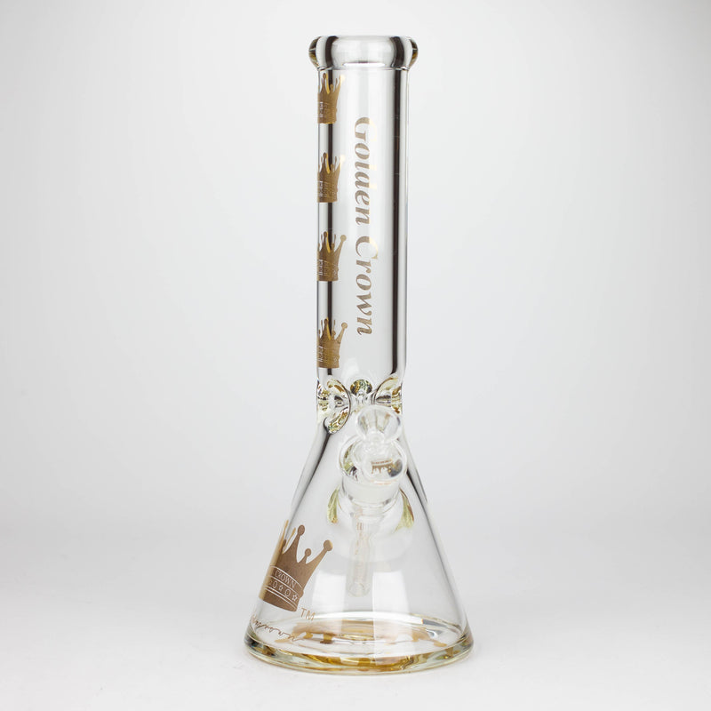 O Golden Crown™ | 14 Inch 9mm glass bong with Signature and 24K Gold Emblem