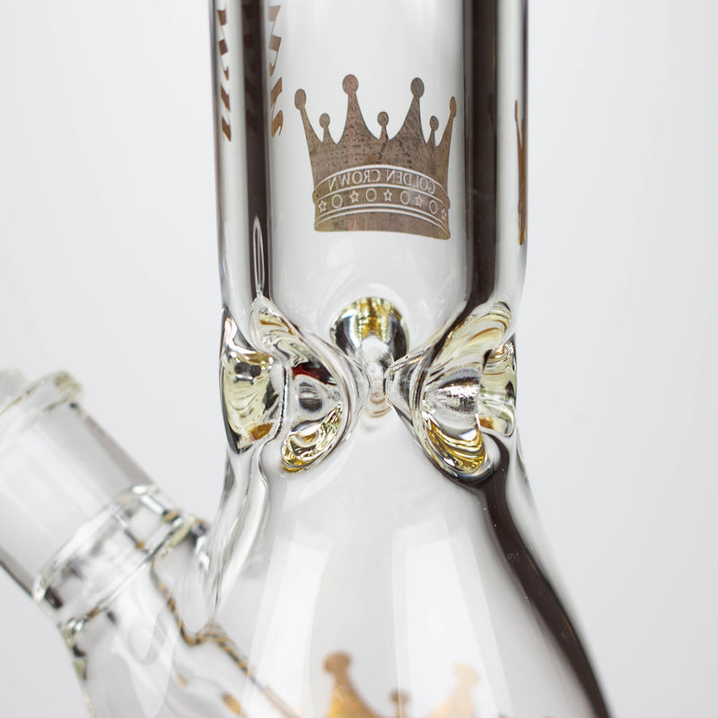 O Golden Crown™ | 14 Inch 9mm glass bong with Signature and 24K Gold Emblem