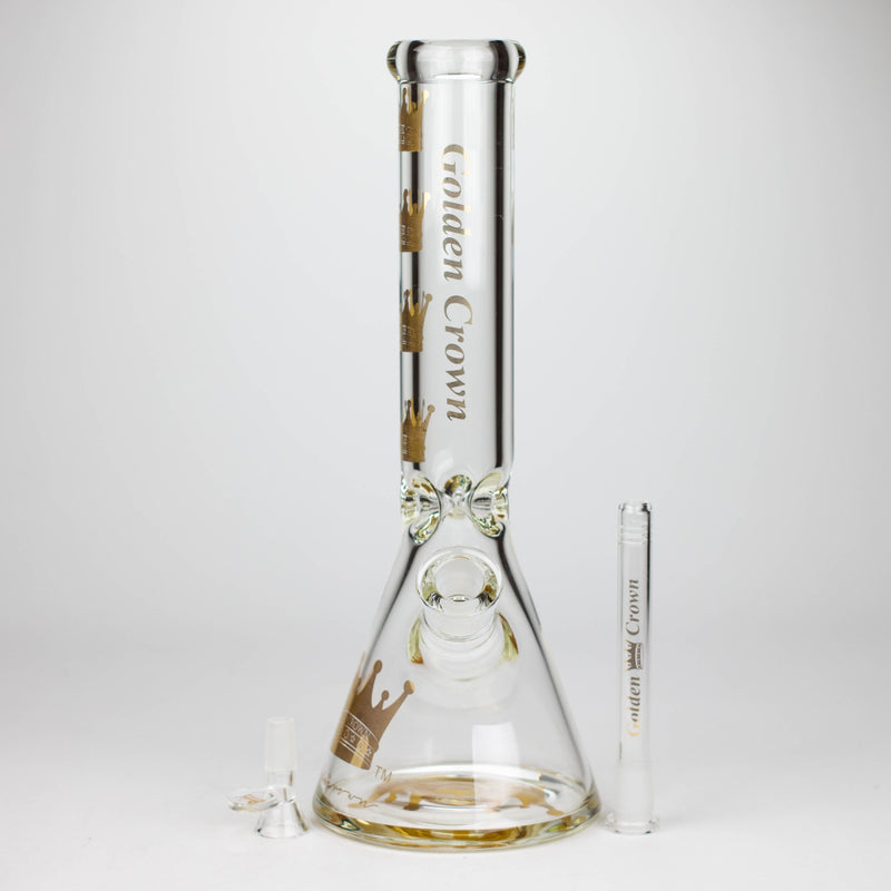 O Golden Crown™ | 14 Inch 9mm glass bong with Signature and 24K Gold Emblem