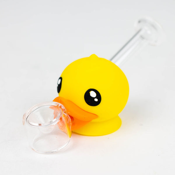 O 4" Duck Glass hand pipe-Assorted [H360]