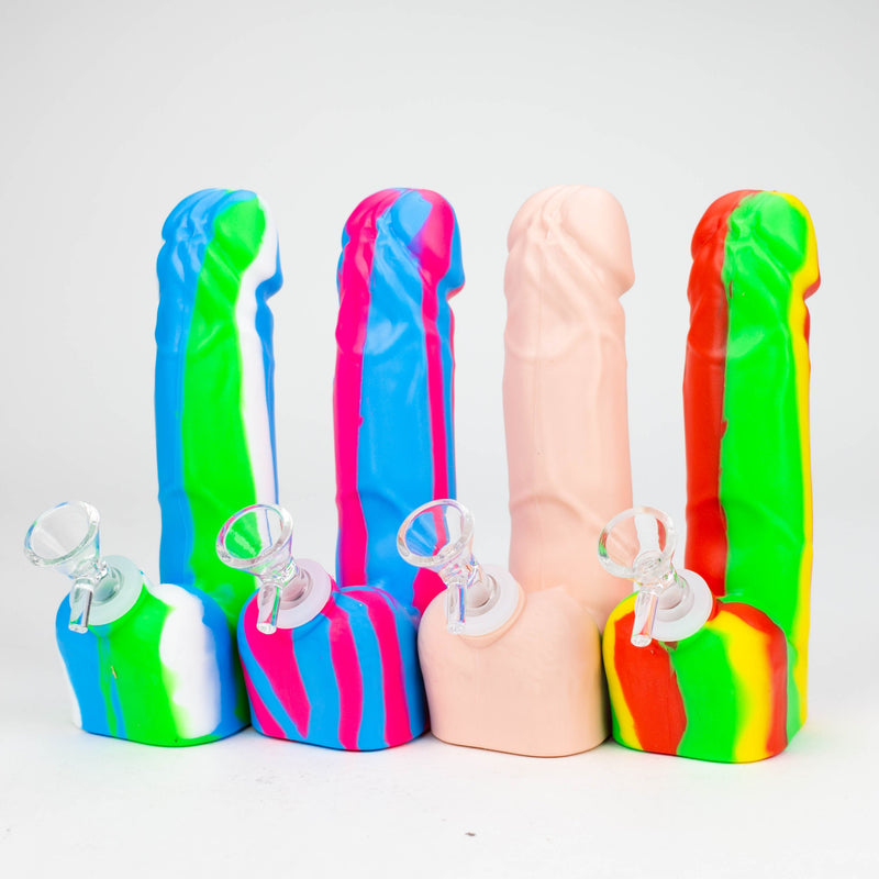 O 7" Silicone Penis Shape Bong-Assorted Colours [155B]