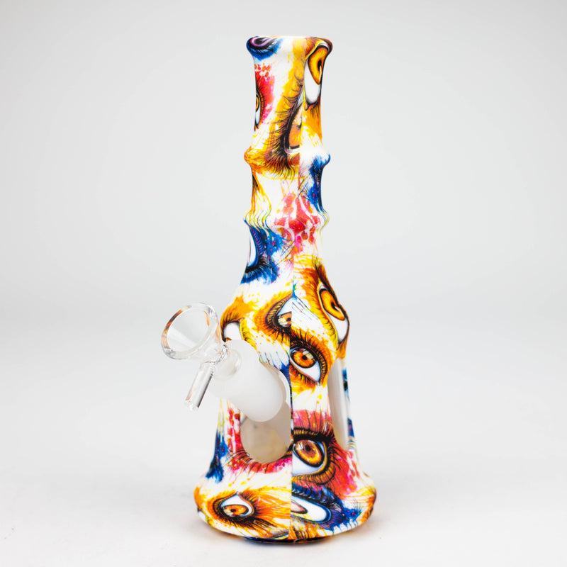 O 8" Silicone+Glass bong-Assorted Colours [079B]