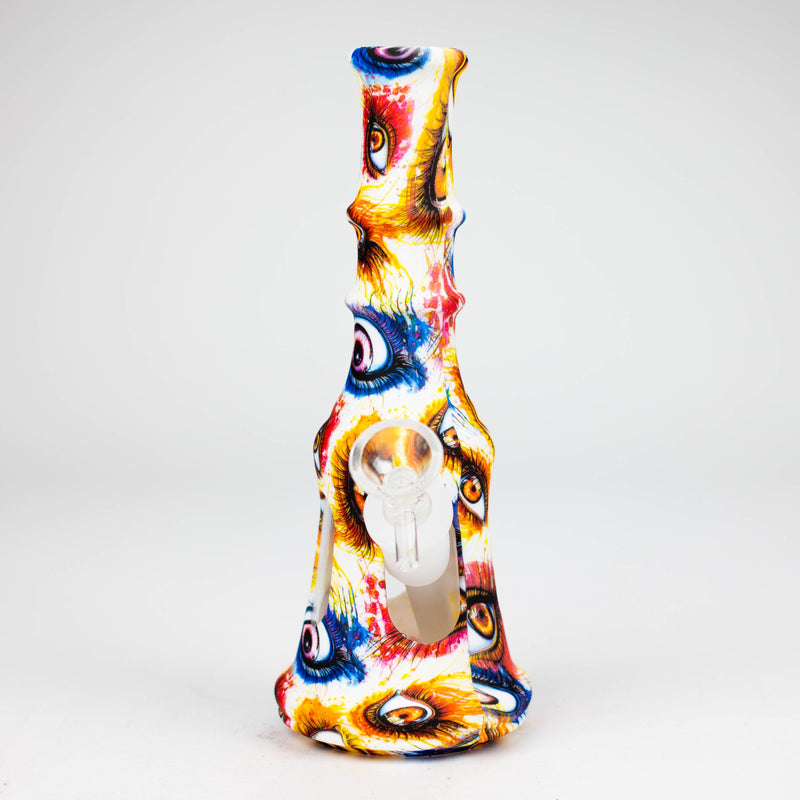 O 8" Silicone+Glass bong-Assorted Colours [079B]