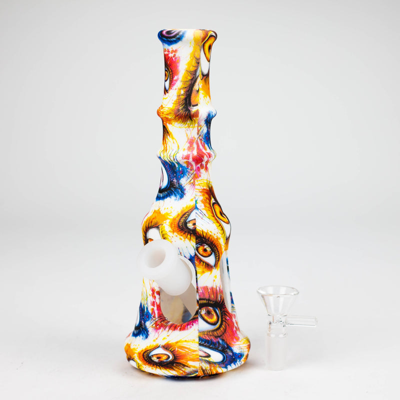 O 8" Silicone+Glass bong-Assorted Colours [079B]