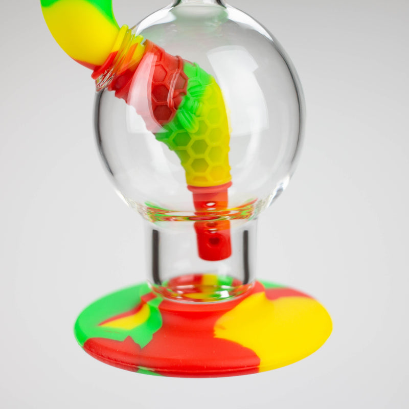 O 7.8" Silicone+Glass Round bong-Assorted Colours [038B]