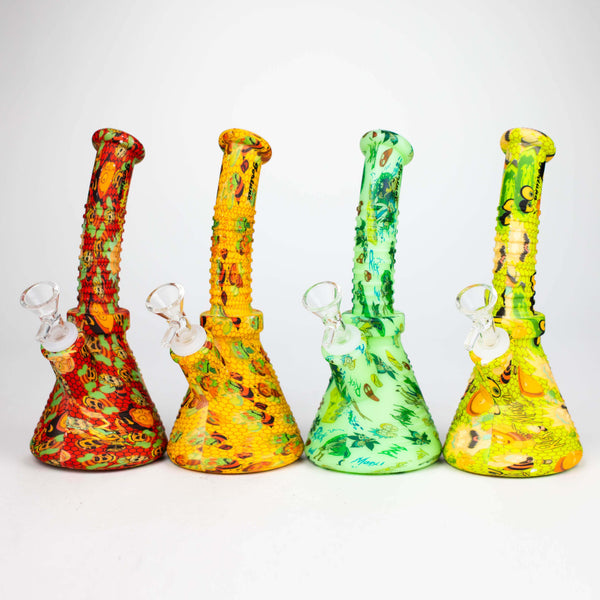 O Fortune | 8.5" Angled Hydrographic Silicone Waterpipe-Assorted Colours [SP1019P]
