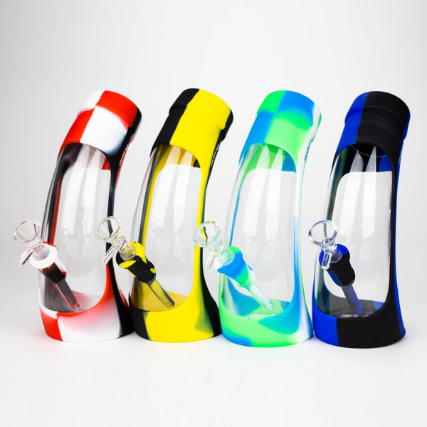 O Fortune | 9" Silicone and Glass Bong-Assorted Colours [SP1024]