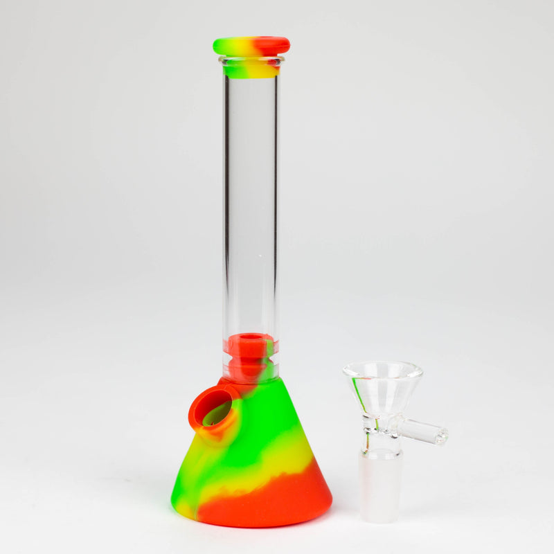 O 6" Silicone Glass Beaker Mini bong-Assorted Colours [H373]
