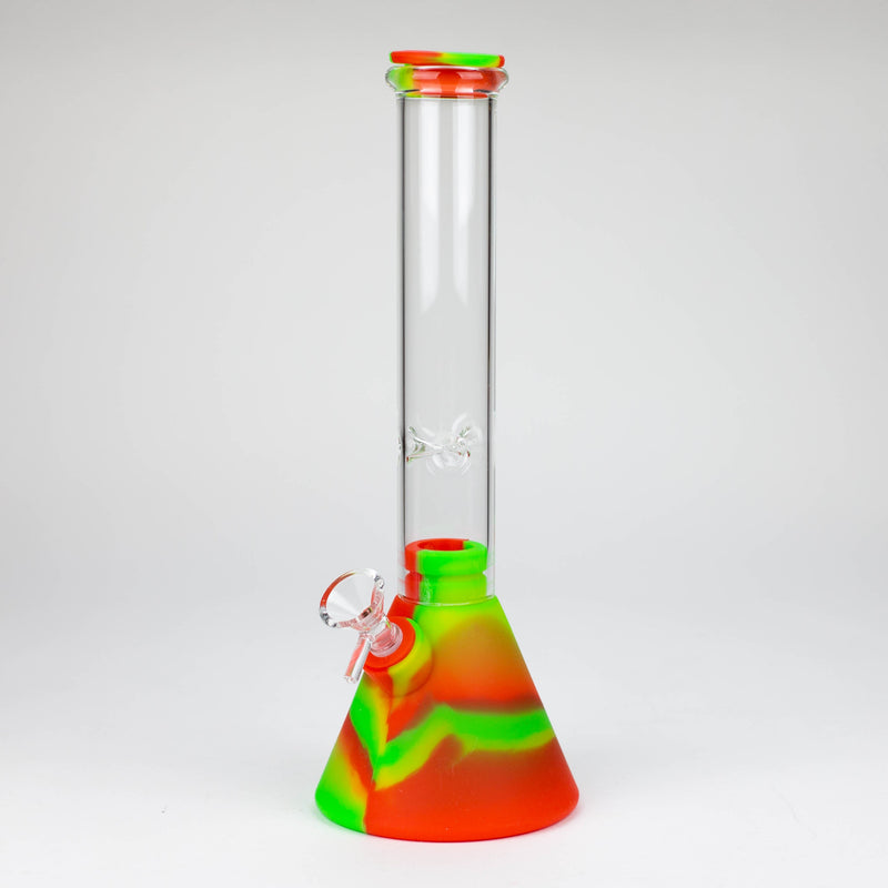 O 10.5" Silicone Glass Beaker bong-Assorted Colours [H374]