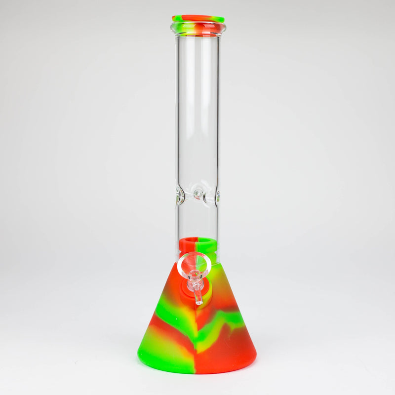 O 10.5" Silicone Glass Beaker bong-Assorted Colours [H374]