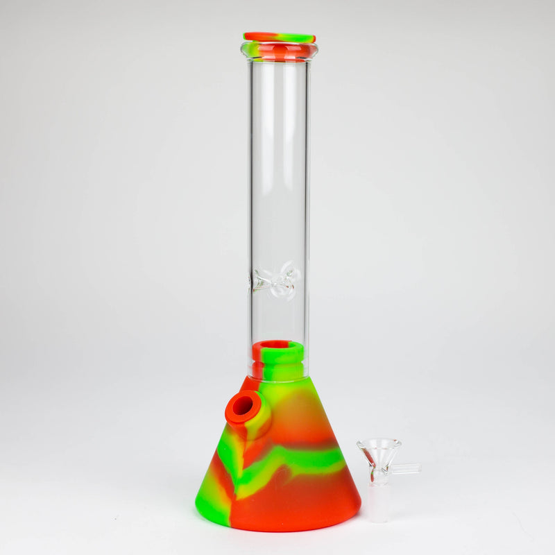 O 10.5" Silicone Glass Beaker bong-Assorted Colours [H374]