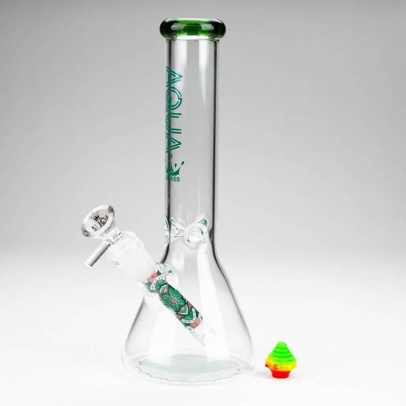 O AQUA | 10" Beaker glass water bong with silicone cap [AQUA200]